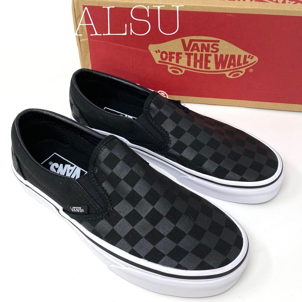 VANS Classic Slip On Checkerboard Black Canvas Low Top Sneaker Mens VN000EYE276 - Picture 3 of 7